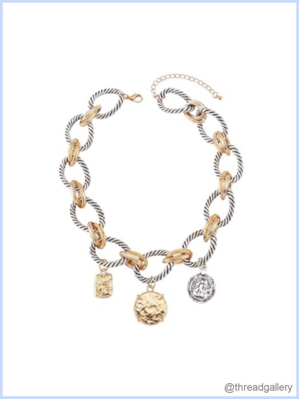 Two Toned Mixed Metal Chain Necklace Chunky Statement Women